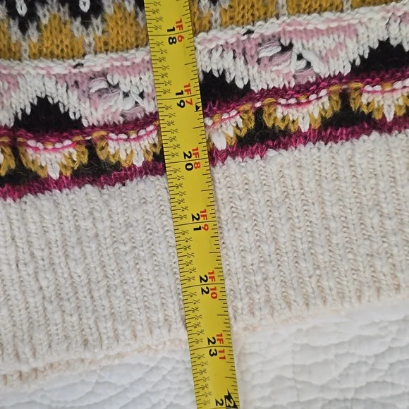 Sundance XXL Fair Isle Sweater NWT, CREAM, PLUM, MUSTARD - Picture 4 of 8
